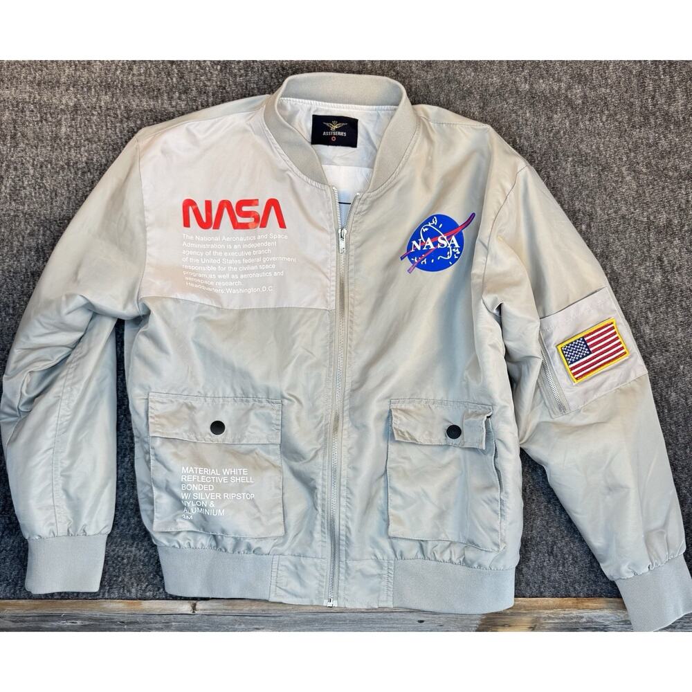 Asstseries Nasa Reflective Silver Bomber Jacket POSSIBLY A MENS SMALL